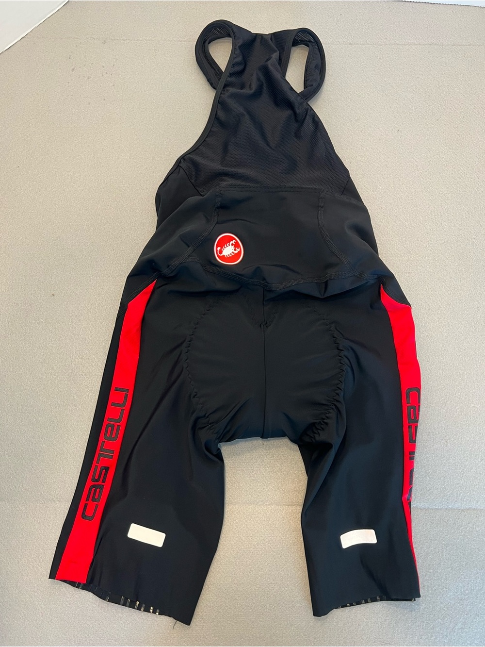 Castelli Bib Shorts Mens XL Black/ Red Padded Cycling Bibs Reflective Logo Road